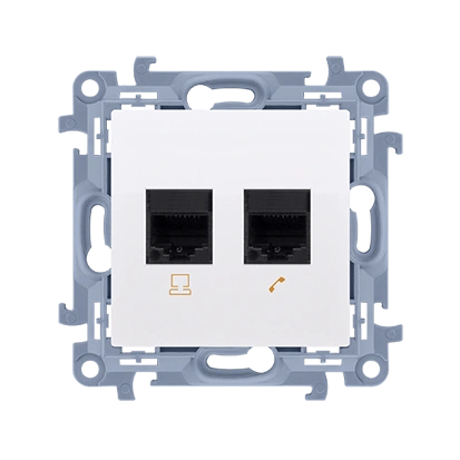 SIMON 10 gniazdo komputerowe RJ45 kategoria 6 + telefoniczne RJ12, biały [10]