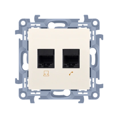 SIMON 10 gniazdo komputerowe RJ45 kategoria 6 + telefoniczne RJ12, kremowy [10]