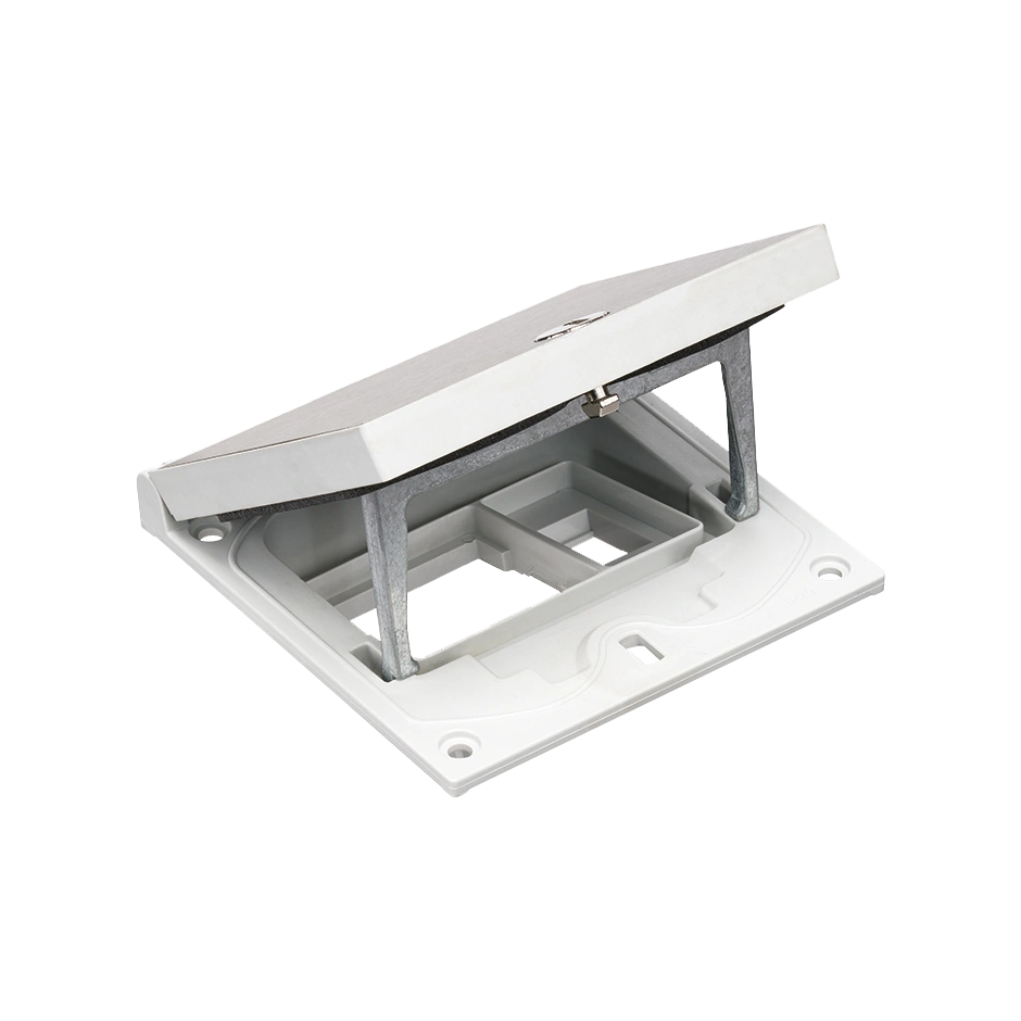 SIMON CONNECT Wkład z pokrywą, puste miejsce 45x45mm, moduł 22,5x45mm z zatrzaskiem Keyston na złącza RJ45 lub multimedialne, zamek z ułatwionym dostępem, stal nierdzewna [1]