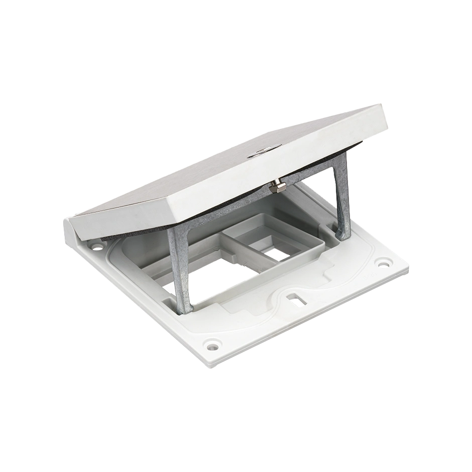 SIMON CONNECT Wkład z pokrywą, puste miejsce 45x45mm, moduł 22,5x45mm z zatrzaskiem Keyston na złącza RJ45 lub multimedialne, zamek imbusowy, stal nierdzewna [1]
