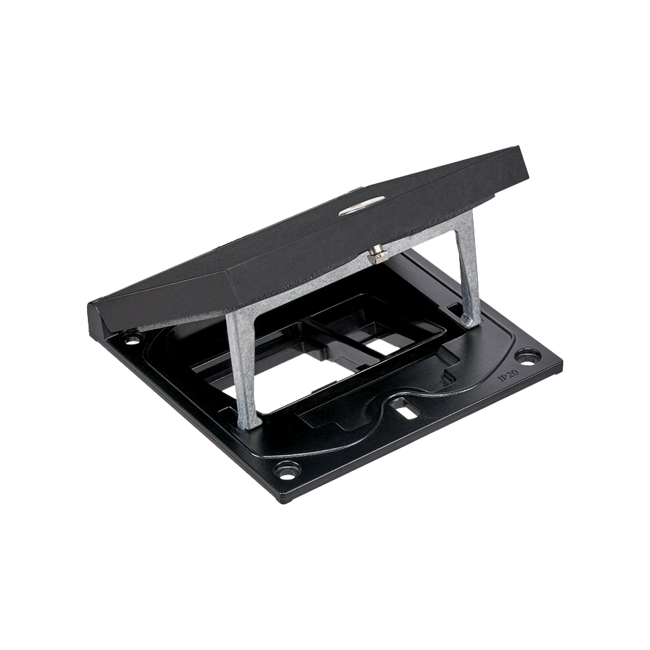 SIMON CONNECT Wkład z pokrywą, puste miejsce 45x45mm, moduł 22,5x45mm z zatrzaskiem Keyston na złącza RJ45 lub multimedialne, zamek imbusowy, czarny [1]