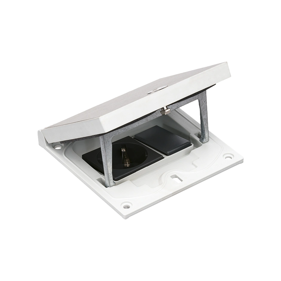 SIMON CONNECT Wkład z pokrywą, gniazdo typu SCHUKO i zaślepka 22,5x45mm, zamek imbusowy, stal nierdzewna [1]