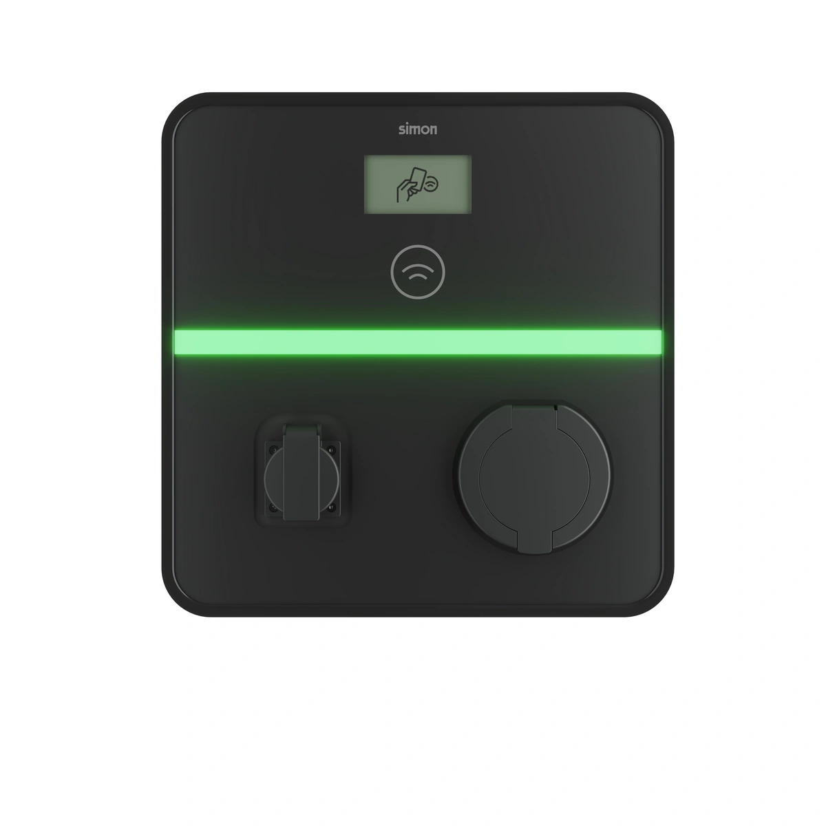 SIMON XENON Ładowarka Samochodowa ścienna/totem, 1 faza, 7,4 kW, 2 punkty ładowania, gniazdo T2 + SCHUKO, RS-485, Ethernet, Wifi, Bluetooth, opcjonalny modem LTE, RFID, MID [1]