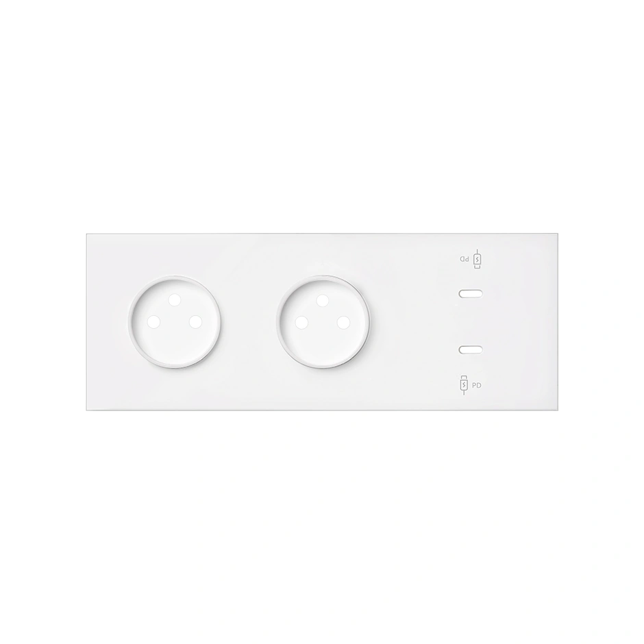 SIMON 100 Panel 3-krotny: 2 gniazda + 2x1 ładowarka USB C, biały mat [1]