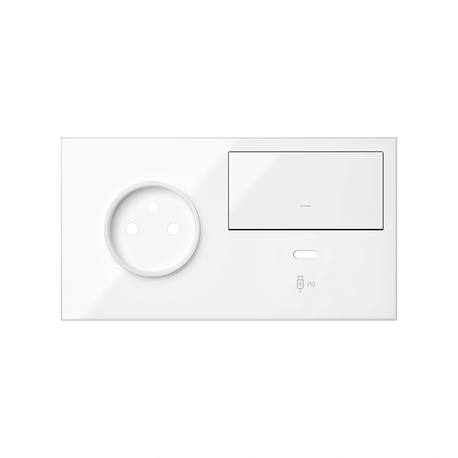 SIMON 100 Panel 2-krotny: 1 gniazdo + 1 klawisz + 1 ładowarka USB C (prawa strona), biały [1]