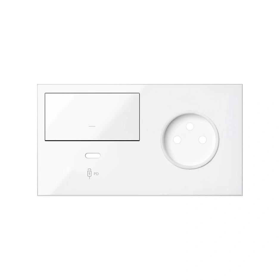 SIMON 100 Panel 2-krotny: 1 gniazdo + 1 klawisz + 1 ładowarka USB C (lewa strona), biały [1]