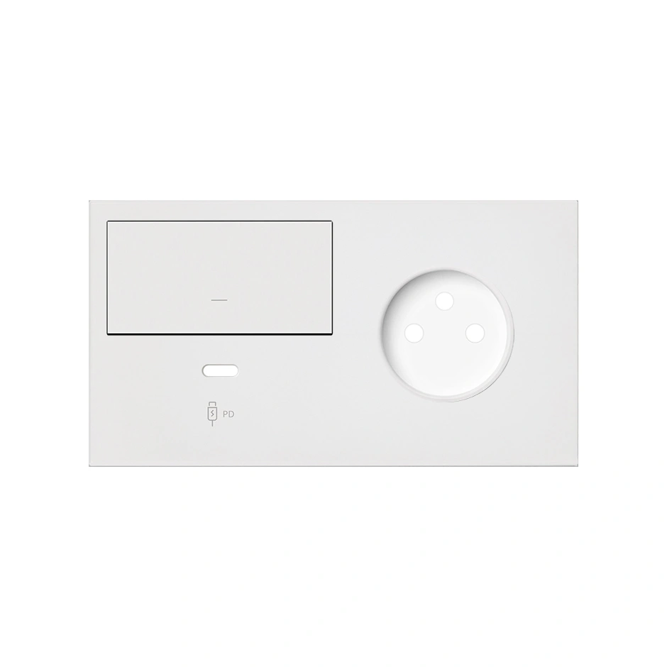 SIMON 100 Panel 2-krotny: 1 gniazdo + 1 klawisz + 1 ładowarka USB C (lewa strona), biały mat [1]