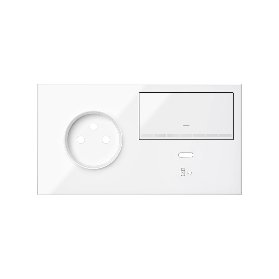SIMON 100 Panel 2-krotny: 1 gniazdo + 1 ściemniacz + 1 ładowarka USB C (prawa strona), biały [1]