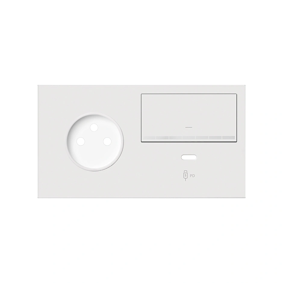 SIMON 100 Panel 2-krotny: 1 gniazdo + 1 ściemniacz + 1 ładowarka USB C (prawa strona), biały mat [1]