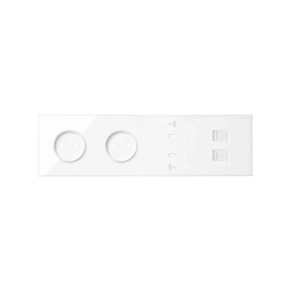 SIMON 100 Panel 4-krotny: 2 gniazda + 2x1 ładowarka USB C + 2xRJ45, biały [1]