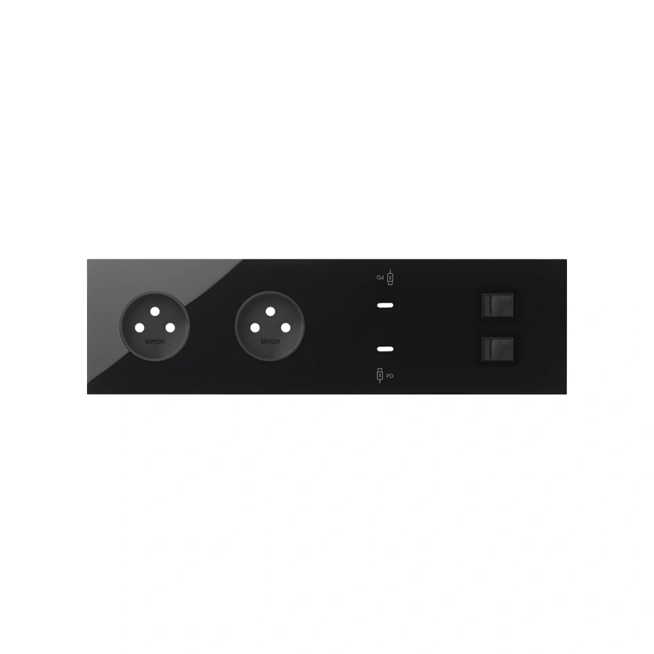 SIMON 100 Panel 4-krotny: 2 gniazda + 2x1 ładowarka USB C + 2xRJ45, czarny [1]