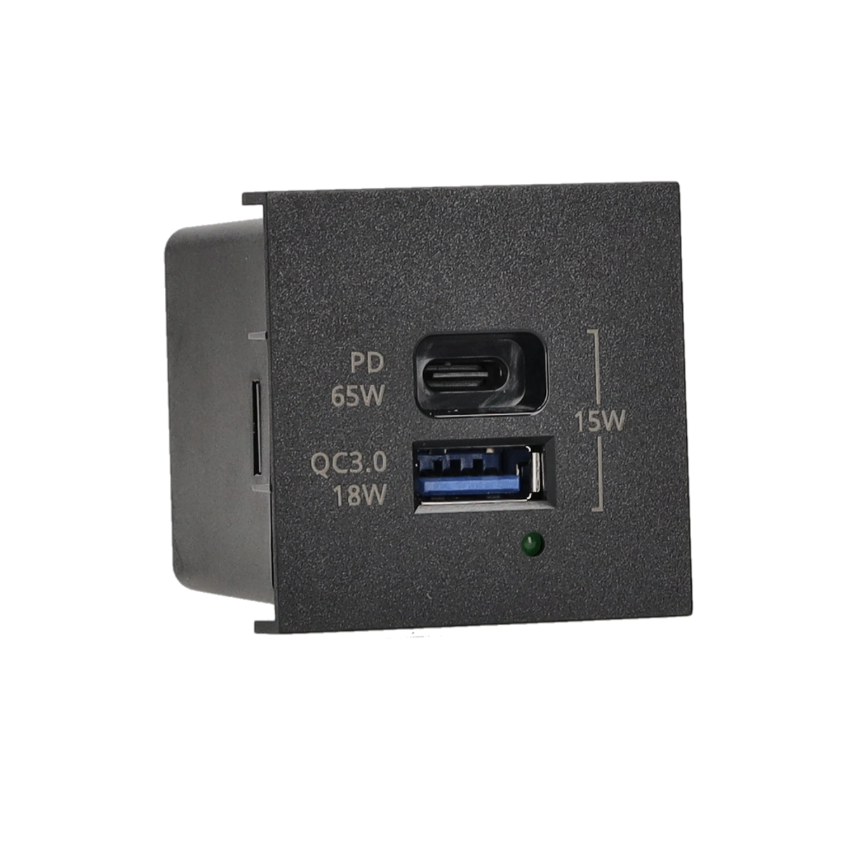 SIMON CONNECT Ładowarka K45 (45x45) USB A+C 65W PD QC, szybkie ładowanie, 45x45mm, czarny [1]