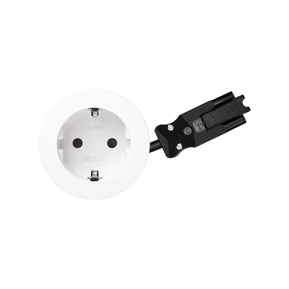 SIMON 400 gniazdo okrągłe 16A typu SCHUKO, przyłącze kabel 20cm Wieland [FI 80mm], biały [1]