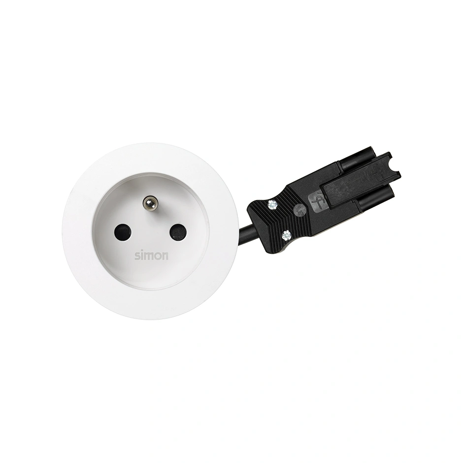 SIMON 400 gniazdo okrągłe 16A 2P+Z, przyłącze kabel 20cm Wieland [FI 80mm], biały [1]