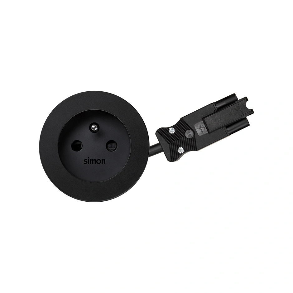 SIMON 400 gniazdo okrągłe 16A 2P+Z, przyłącze kabel 20cm Wieland [FI 80mm], czarny [1]