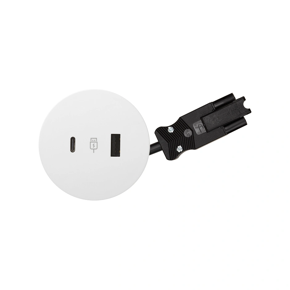 SIMON 400 Ładowarka USB A+C, kabel 20cm Wieland, biały [1]