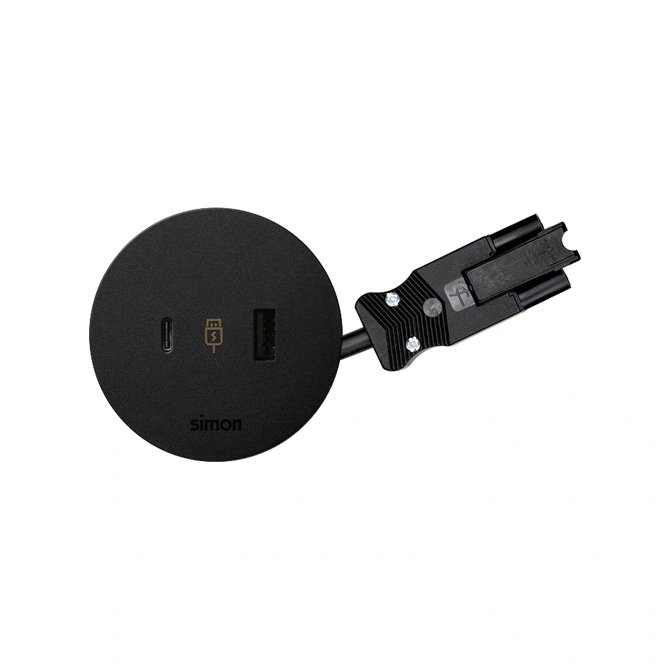 SIMON 400 Ładowarka USB A+C, kabel 20cm Wieland, czarny [1]