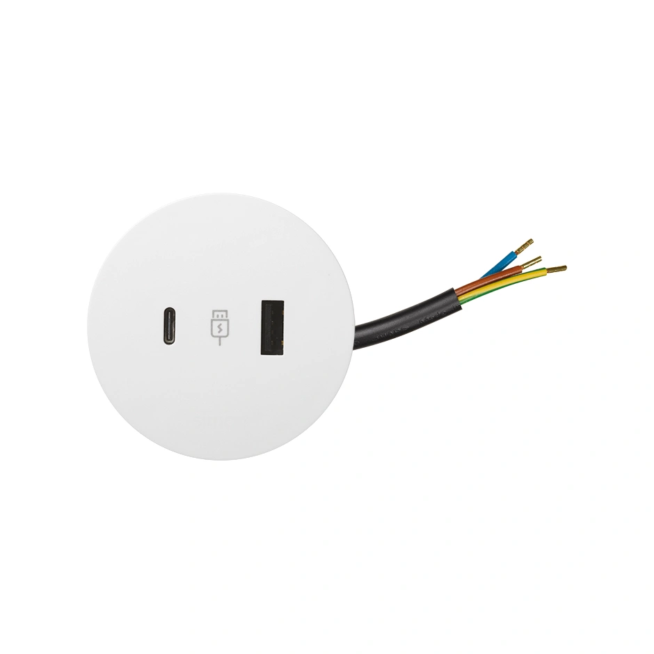 SIMON 400 Ładowarka USB A+C, kabel 20cm, biały [1]