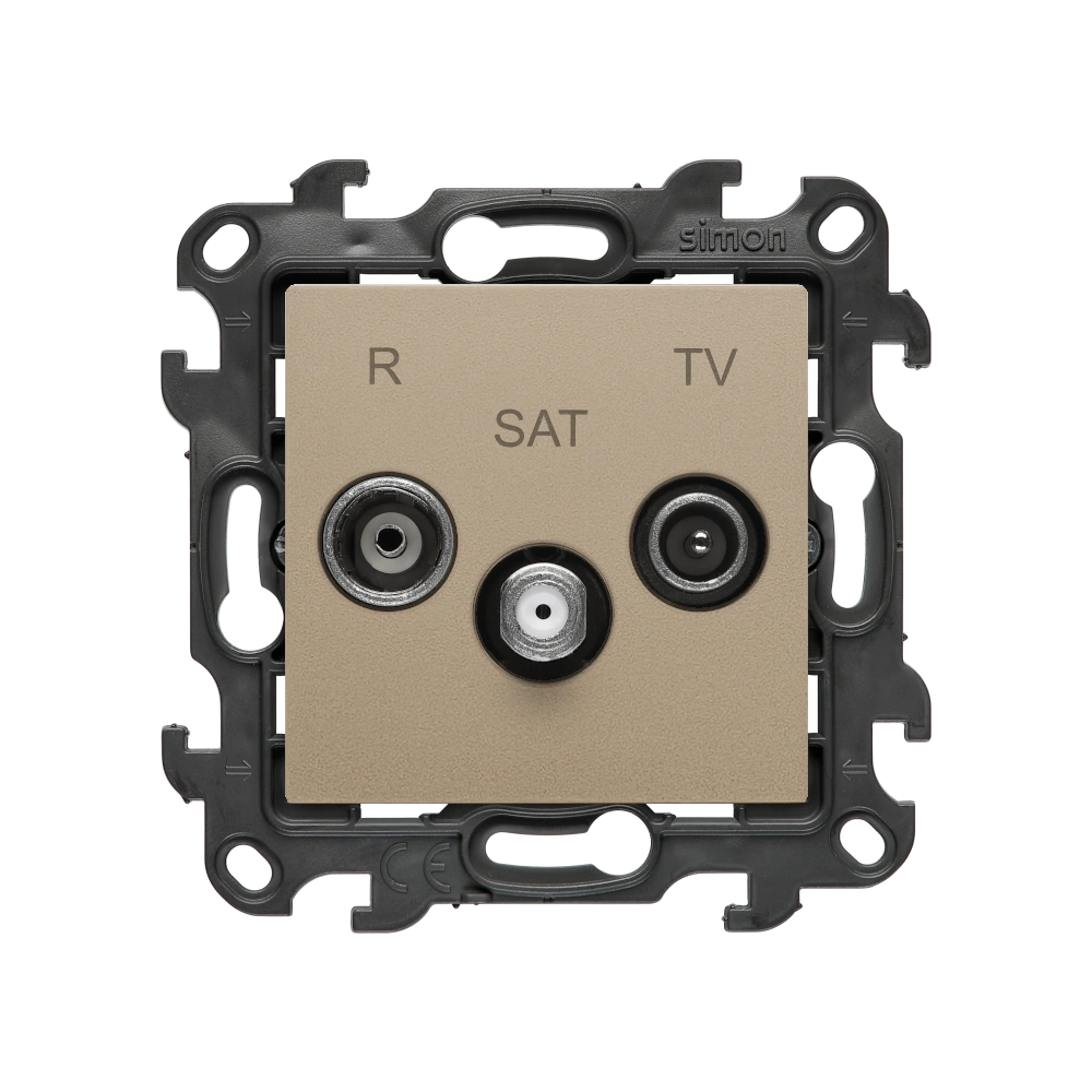 Simon 24 WS24P-2430467-034 Gniazdo antenowe R-TV-SAT przelotowe (moduł), 1x wejście: 5 MHz-2,4 GHz; szampański mat