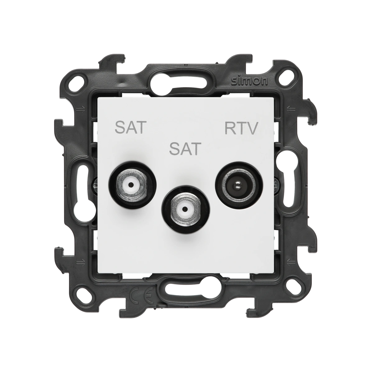 Simon 24 WS24P-2430468-030 Gniazdo antenowe satelitarne podwójne SAT-SAT-RTV (moduł). 2x Wejście: 5 MHz÷2,4 GHz; biały