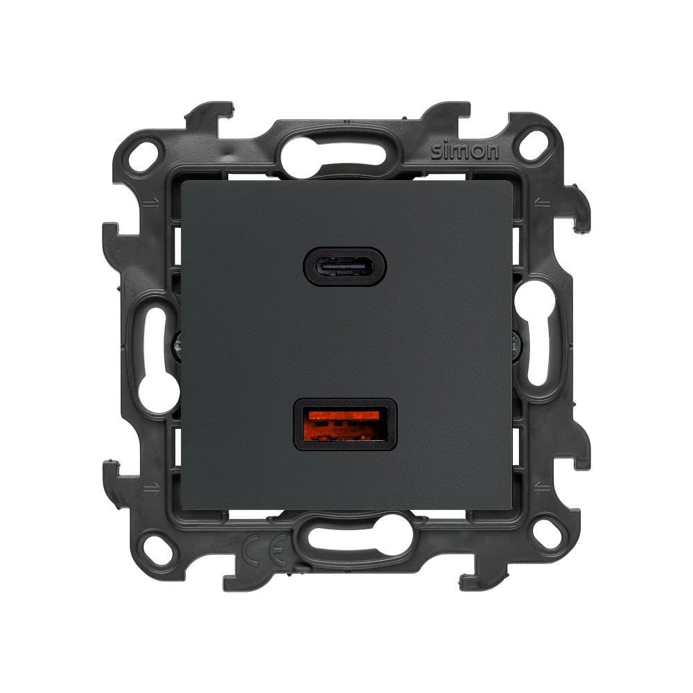 Simon 24 WS24P-2430296-038 Ładowarka USB C+A (moduł), 30W, 230V; grafitowy mat