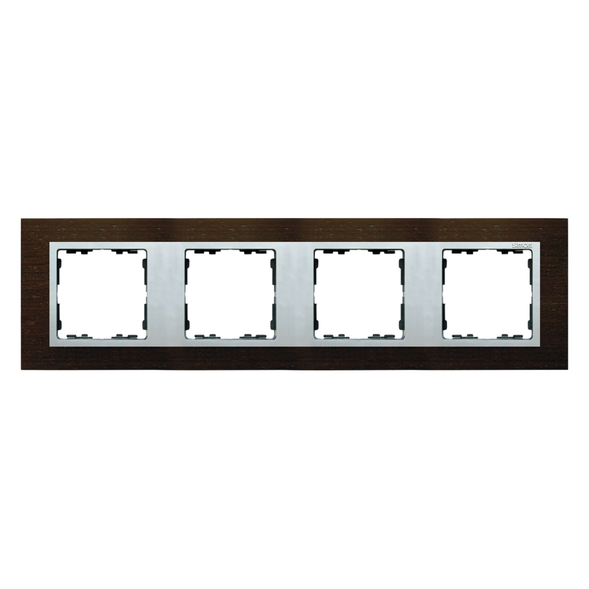 SIMON 82 NATURE-drewno ramka 4-krotna, wenge/pierścień aluminium mat [1]