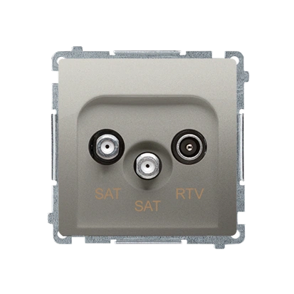 BASIC MODUŁ gniazdo antenowe podwójne SAT-SAT-RTV tłum.:1dB, satynowy met. [10]