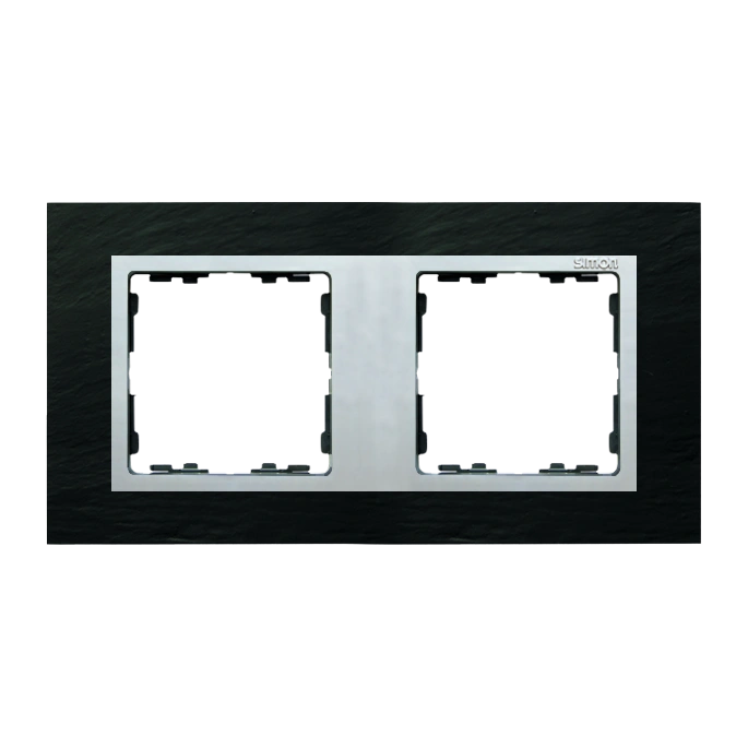 SIMON 82 NATURE-łupek ramka 2-krotna, łupek/pierścień aluminium mat [1]