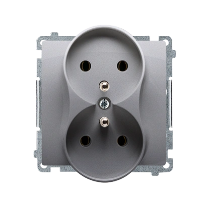 BASIC MODUŁ gniazdo podwójne z uziemieniem 2x(2P+Z), zaciski śrubowe, stal inox [10]