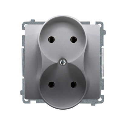 BASIC MODUŁ gniazdo podwójne bez uziemienia 2x2P, stal inox [10]