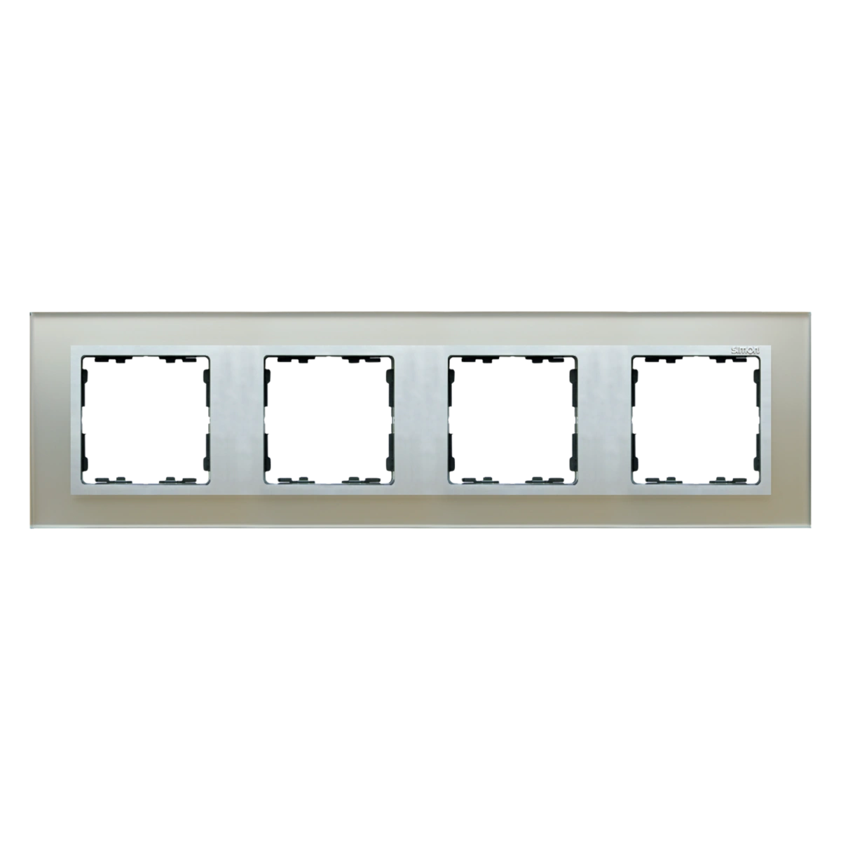 SIMON 82 NATURE-szkło ramka 4-krotna, srebrny/pierścień aluminium mat [1]