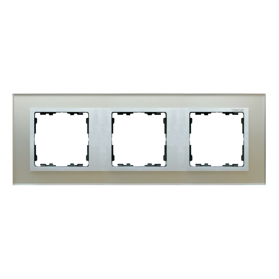 SIMON 82 NATURE-szkło ramka 3-krotna, srebrny/pierścień aluminium mat [1]