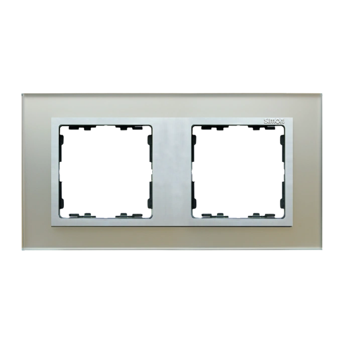 SIMON 82 NATURE-szkło ramka 2-krotna, srebrny/pierścień aluminium mat [1]