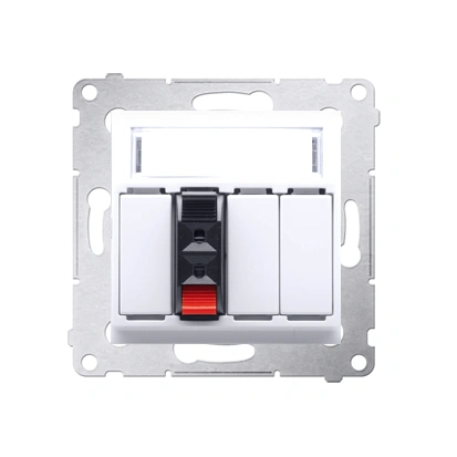 SIMON 54 Gniazdo głośnikowe 1-krotne, maksymalny przekrój przewodów dla wejścia i wyjścia 2,5mm2 z polem opisowym, biały [10]