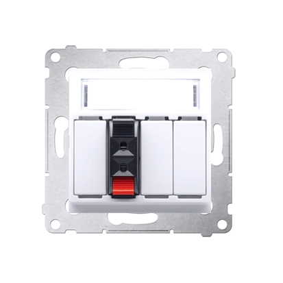 Simon 54 gniazdo głośnikowe 1-krotne, maksymalny przekrój przewodów dla wejścia i wyjścia 2,5mm2 z polem opisowym, biały [10]