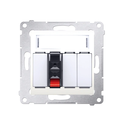 Simon 54 gniazdo głośnikowe 1-krotne, max. przekrój przewodów dla wejścia i wyjścia 2,5mm2 z polem opisowym, kremowy [10]