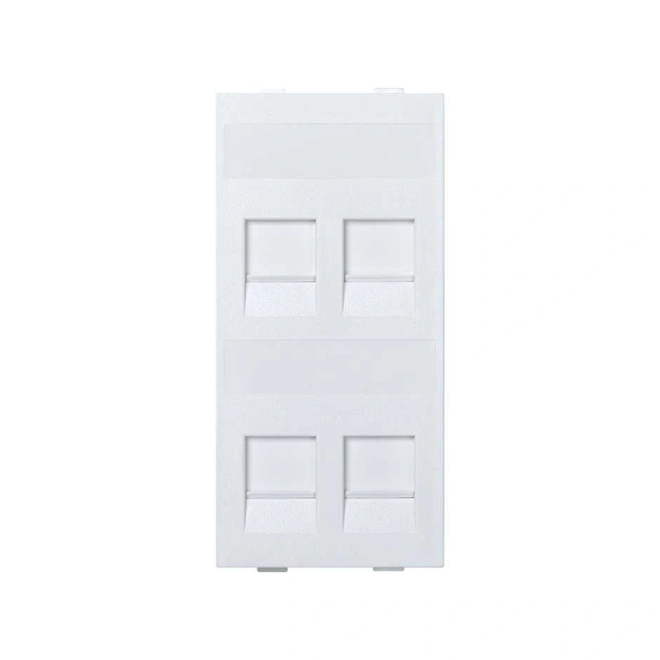 Płytka CIMA, 4x RJ z osłonami SIMON CONNECT, AMP, LEVITON; czysta biel
