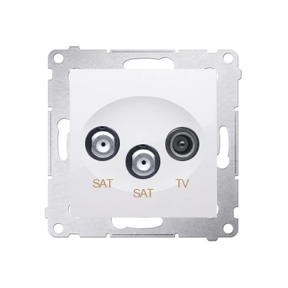 Simon 54 gniazdo antenowe SAT-SAT-RTV podwójne tłum.:1dB, biały [10]
