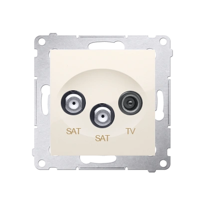 Simon 54 gniazdo antenowe SAT-SAT-RTV podwójne tłum.:1dB, kremowy [10]