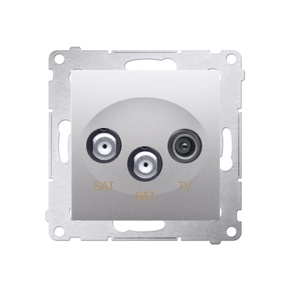 Simon 54 gniazdo antenowe SAT-SAT-RTV podwójne tłum.:1dB, srebrny mat [10]