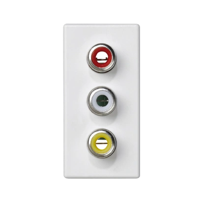 Płytka K45/2 złącz 3x RCA (CINCH) 22,5x45mm + wkłady; zaciski śrubowe; czysta biel