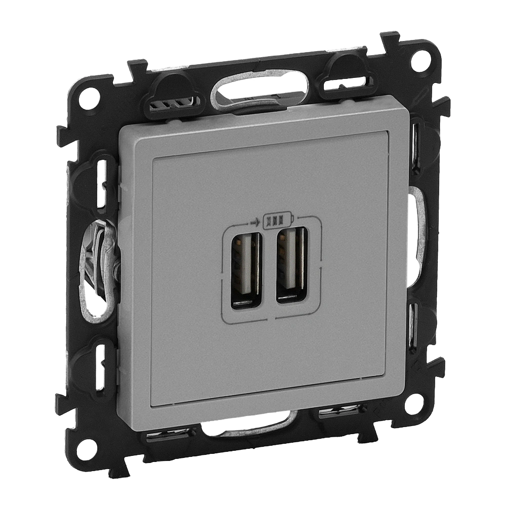 VALENA LIFE ŁADOWARKA Z GNIAZDEM 2 x USB ALUMINIUM