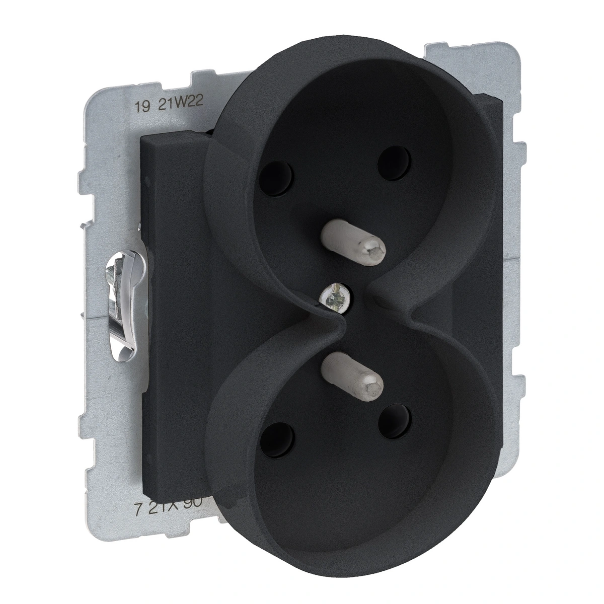 SUNO - Gniazdo 2X2P+Z z przesłoną - 16 A - 250 V~ - zaciski automatyczne - możliwość montażu w ramkach wielkorotnych, Czarny, Legrand