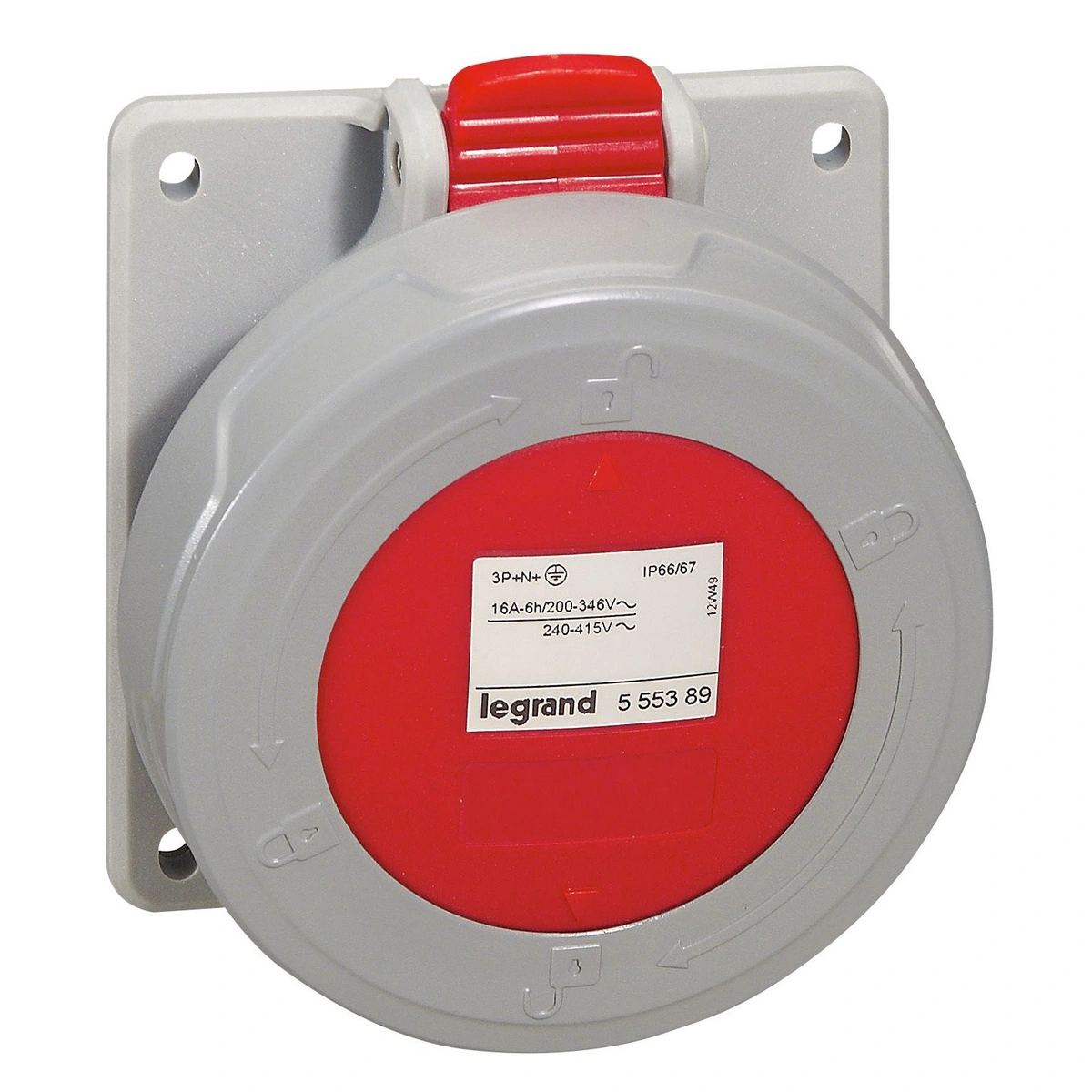 Gniazdo tablicowe 5P 16A 400V czerwone IP67 P17 TEMPRA PRO