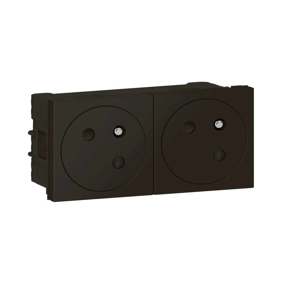 MOSAIC - Gniazdo 2 x 2P+Z 16 A - 250 V~ zespolone przekręcone pod kątem 45o - zaciski automatyczne - 4 modułowe - Antracyt, Legrand