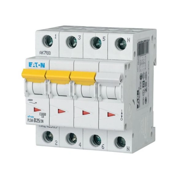 PLSM-C25/3N-MW Wyłącznik nadprądowy 10kA, In=25A, char. C, 3+N bieg. Seria PLSM