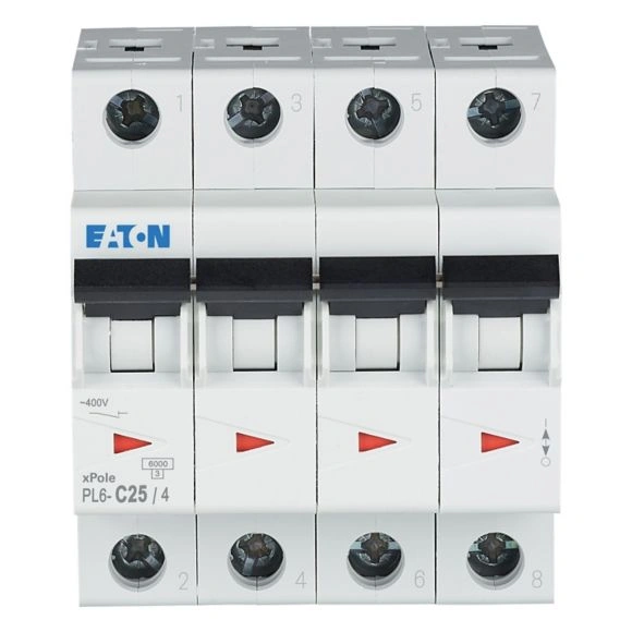 PL6-C25/4 Wyłącznik nadprądowy 6kA, In=25A, char. C, 4-bieg. seria PL6