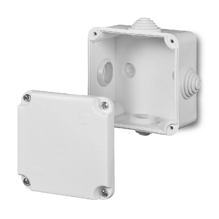 PK-0 puszka natynkowa z wkładem 5x2,5mm2 4 dławice IP55 - kolor biały
