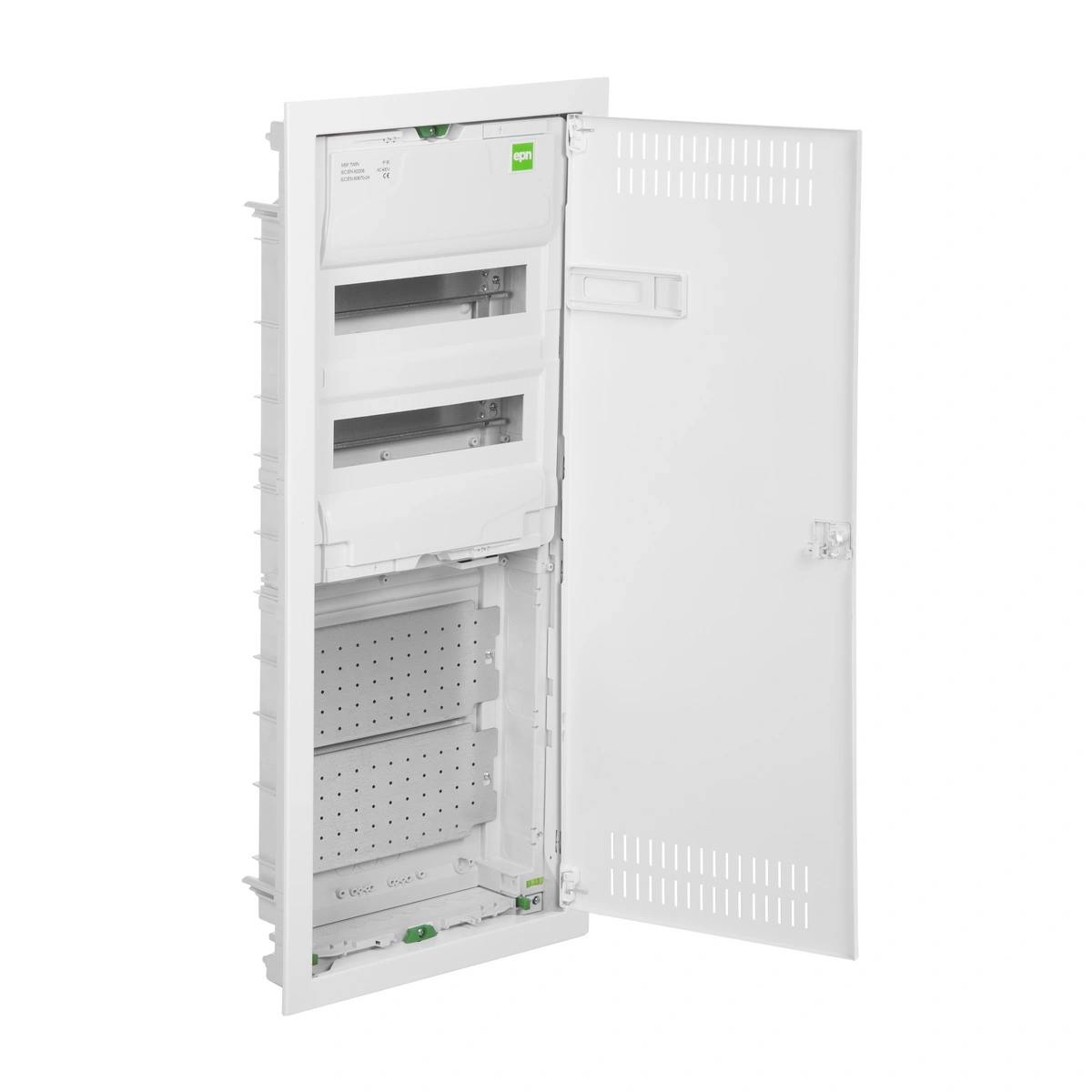 MSF TWIN rozdzielnica 2x12 PE+N+2x12 multimedialna podtynkowa drzwi metalowe IP30 - kolor biały