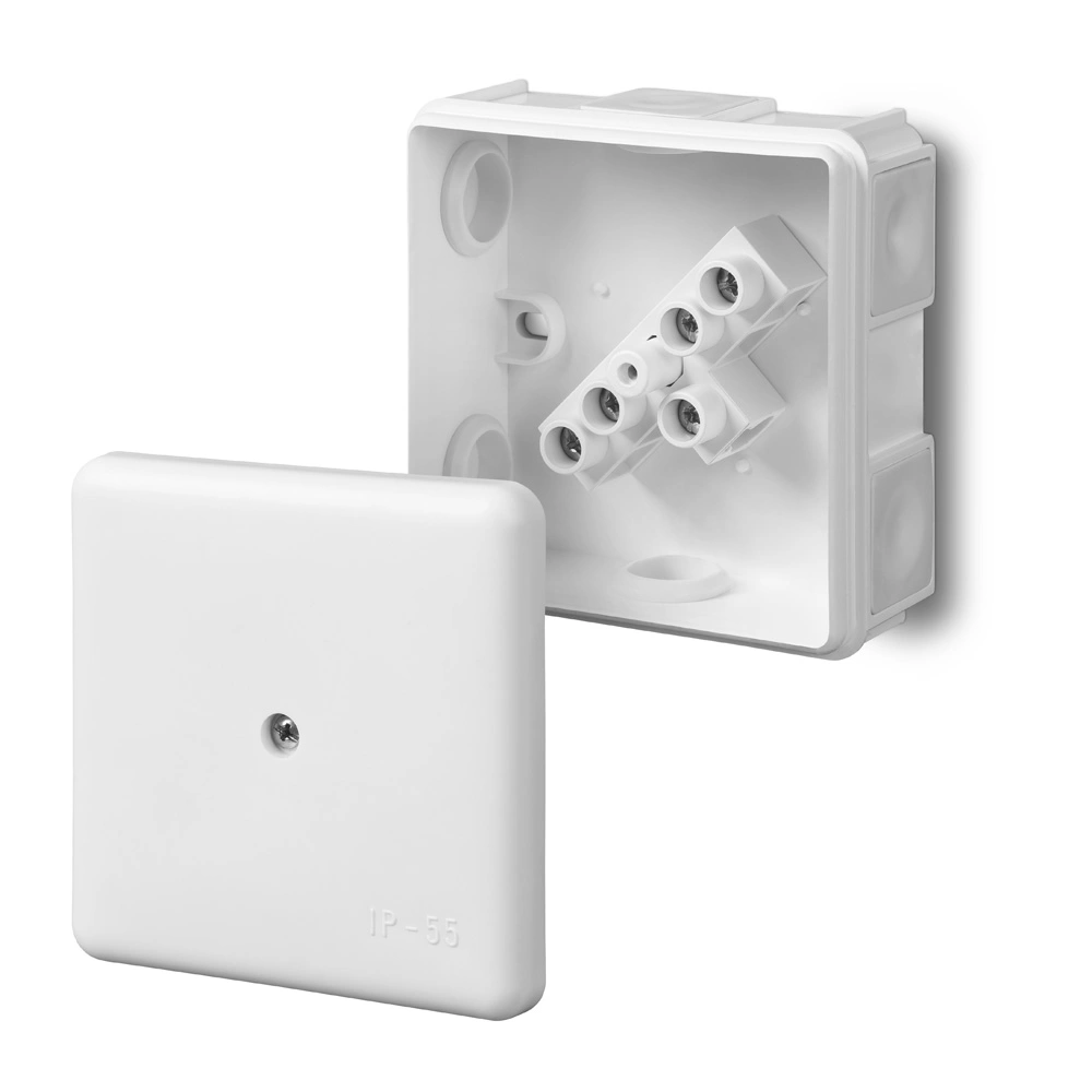 puszka N/T 86x86x39 5x2,5mm2 6 wył. z wkładem IP55 biała 1 śrubka EP-LUX [20szt]